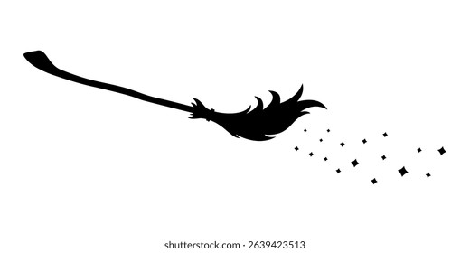 Witches broom black simple icon