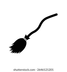 Witches broom halloween silhouette icon design.