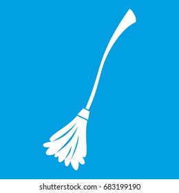 Witches broom icon white isolated on blue background vector illustration