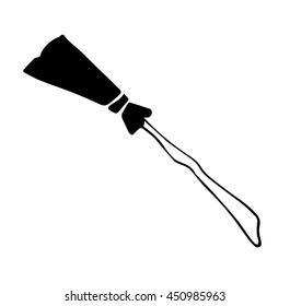 Witches broom stick. Old broom. Halloween accessory object. Isolated illustration