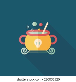 witches cauldron flat icon with long shadow,eps10