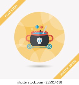 witches cauldron flat icon with long shadow,eps10