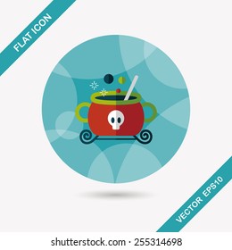 witches cauldron flat icon with long shadow,eps10