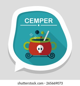 witches cauldron flat icon with long shadow,eps10