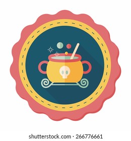 witches cauldron flat icon with long shadow,eps10