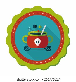 witches cauldron flat icon with long shadow,eps10