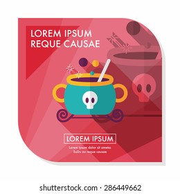 witches cauldron flat icon with long shadow,eps10