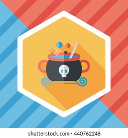witches cauldron flat icon with long shadow,eps10