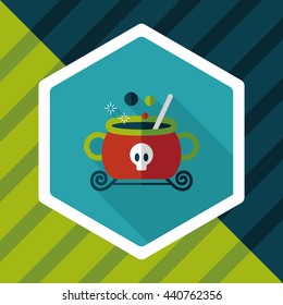 witches cauldron flat icon with long shadow,eps10