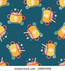 witches cauldron flat icon,eps10 seamless pattern background