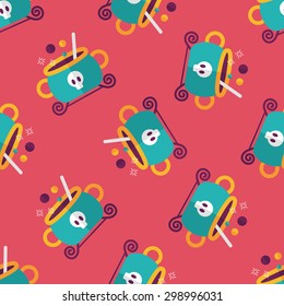 witches cauldron flat icon,eps10 seamless pattern background