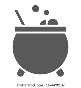 Witches cauldron glyph icon, magic and pot, potion sign, vector graphics, a solid pattern on a white background, eps 10.