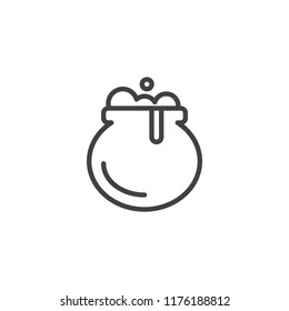Witches cauldron outline icon. linear style sign for mobile concept and web design. Pottage, soup line vector icon. Symbol, logo illustration. Pixel perfect vector graphics