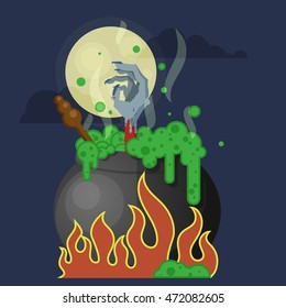 witches cauldron with potion