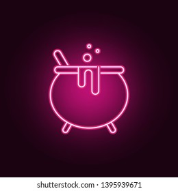 Witches cauldron with potion for illustration of magic, witchcraft neon icon. Elements of Halloween set. Simple icon for websites, web design, mobile app, info graphics
