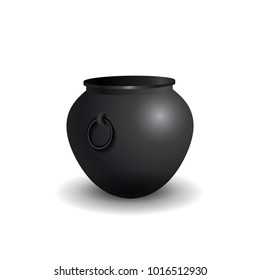 Witches cauldron with potion isolated on white background
