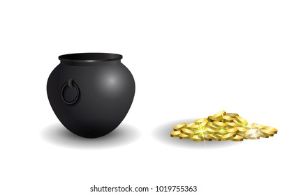 Witches cauldron with potion isolated on white background