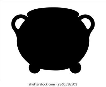 Witches cauldron silhouette vector art white background