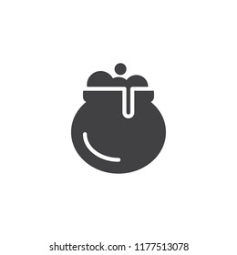 Witches cauldron vector icon. filled flat sign for mobile concept and web design. Pottage, soup solid icon. Symbol, logo illustration. Pixel perfect vector graphics