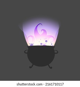 
Witches cauldron with a violet magic potion, Wizard elements. Brew a poison. Potions logo. design elements for halloween concept. Vector illustration isolated from background