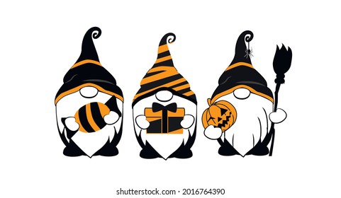 Witches Gnomes. Halloween Party Vector Illustration. Trick or Treat.