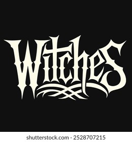 WITCHES Halloween Lettering, Transparent Background, Vector Typography