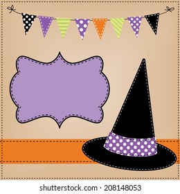 witches hat layout or template with banner, flags or bunting, vector format