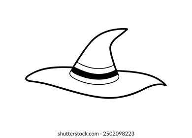 Witches Hat Small Tattoo Silhouette Vector Illustration, Clipart, and Line Art Design, Witches hat silhouette perfect for small tattoo designs, vector illustrations, and clipart.