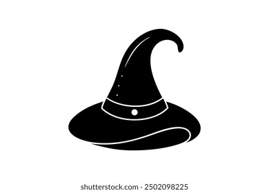 Witches Hat Small Tattoo Silhouette Vector Illustration, Clipart, and Line Art Design, Witches hat silhouette perfect for small tattoo designs, vector illustrations, and clipart.