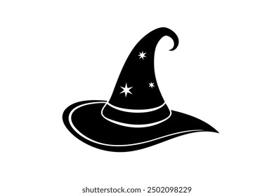 Witches Hat Small Tattoo Silhouette Vector Illustration, Clipart, and Line Art Design, Witches hat silhouette perfect for small tattoo designs, vector illustrations, and clipart.