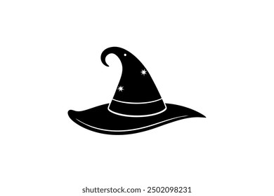 Witches Hat Small Tattoo Silhouette Vector Illustration, Clipart, and Line Art Design, Witches hat silhouette perfect for small tattoo designs, vector illustrations, and clipart.