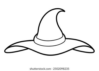 Witches Hat Small Tattoo Silhouette Vector Illustration, Clipart, and Line Art Design, Witches hat silhouette perfect for small tattoo designs, vector illustrations, and clipart.