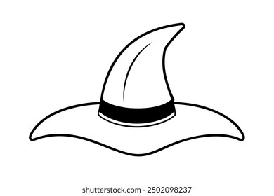 Witches Hat Small Tattoo Silhouette Vector Illustration, Clipart, and Line Art Design, Witches hat silhouette perfect for small tattoo designs, vector illustrations, and clipart.