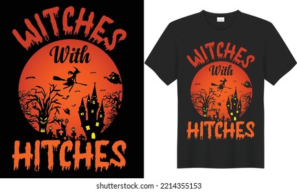 Testigos con Hitches Gráficos vectores de diseño de camiseta.
Listo para imprimir. Camiseta colorida. Camiseta de vacaciones.