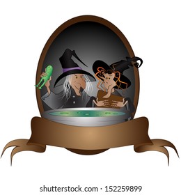 Witches on Halloween, vector illustration
