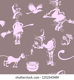 Witches. Seamless pattern