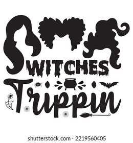 Witches trippen - Halloween t shirt svg vector file template, witches, pumpkin, fall background