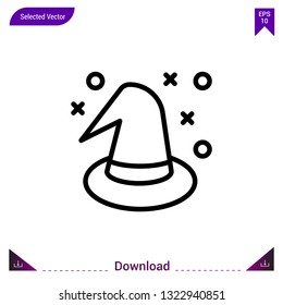 Witch-hat icon vector . Best modern, simple, isolated, application ,seasons icons, logo, flat icon for website design or mobile applications, UI / UX design vector format.