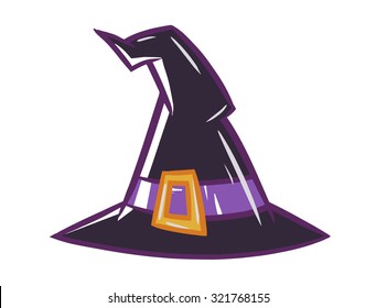 Witch's black hat. Isolated vector Halloween illustration