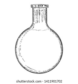 Witch's bottle with magic liquid, line and dot stipple art, hand drawn. Flash tattoo design. Vector