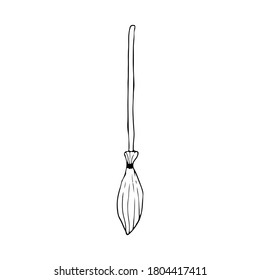 Icono del doodle de la escoba de la bruja en vector. Icono de escoba de bruja dibujado a mano. 