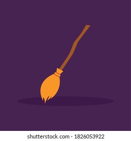 Witchs broom icon. Halloween season icon - Vector