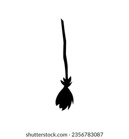 Vector de icono de escoba de bruja. Signo de ilustración de la sala. Símbolo de bruja. Logo de Halloween.