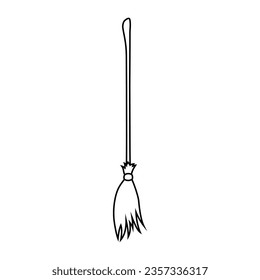 Vector de icono de escoba de bruja. Signo de ilustración de la sala. Símbolo de bruja. Logo de Halloween.
