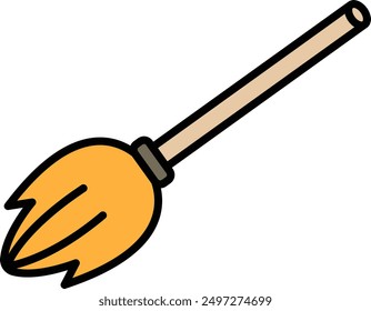 A witch's broom in line icon style