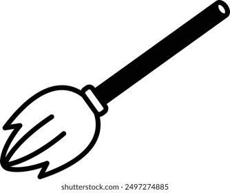 A witch's broom in line icon style