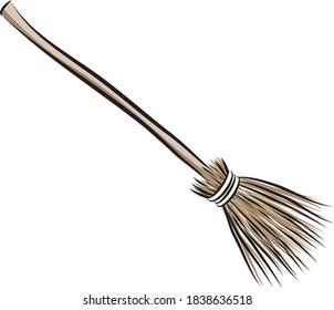 witch's broom no background halloween illustration