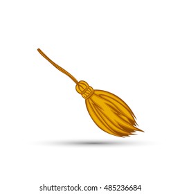 the witch's broom on a white background isolated.
