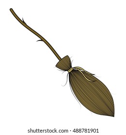 Witch's broom on a white background