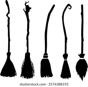 witch's broom pack design art vector